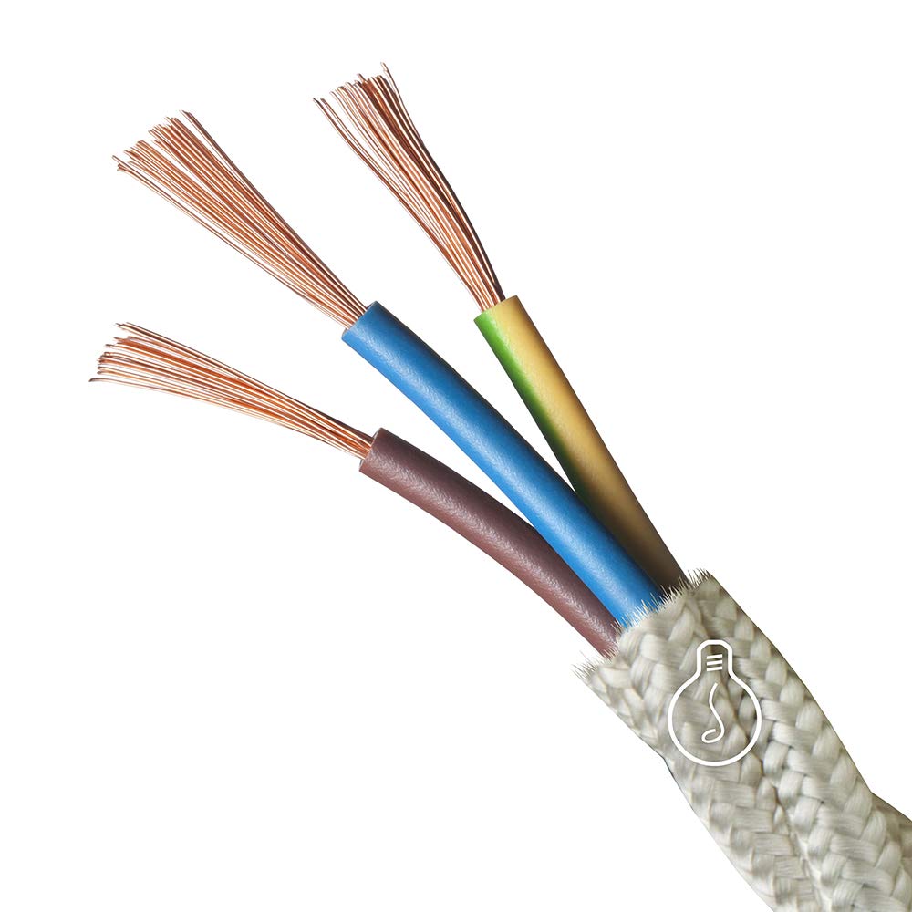 Amarcords - Textilkabel für Lampen WEISS, geflochten, Seide, 5 Meter, mit Erdung 3x0,75 - Stoffkabel