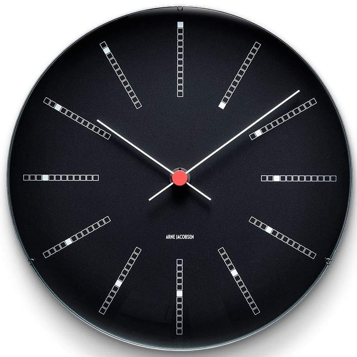 Arne Jacobsen Wanduhr Ø29 cm Bankers Originaldesign Kreative Details, schwarz 29cm Schwarz, 29cm Sch