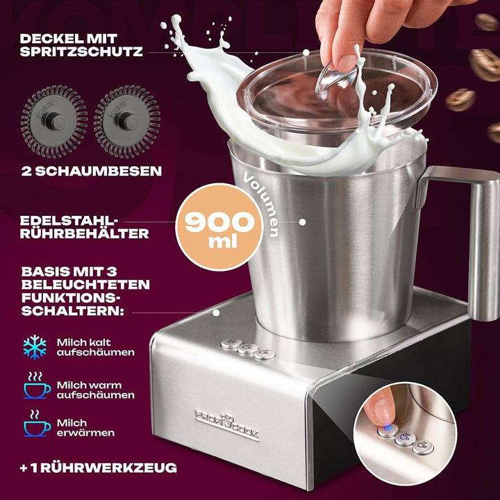 ProfiCook® Milchaufschäumer mit Heiss- und Kaltfunktion | Milchaufschäumer elektrisch mit 6 Funktion