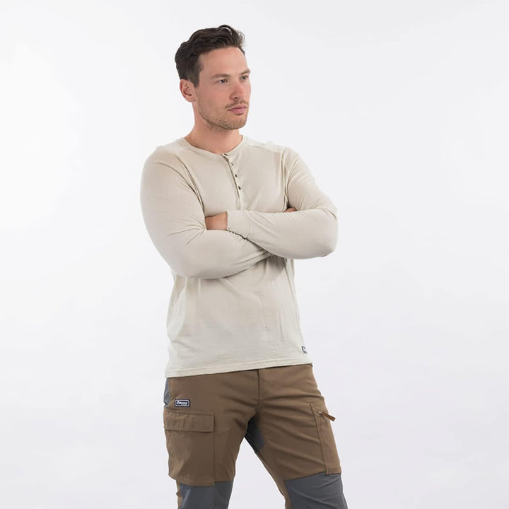 Bergans Lysebu Henley Wool Langarmshirt Herren oliv