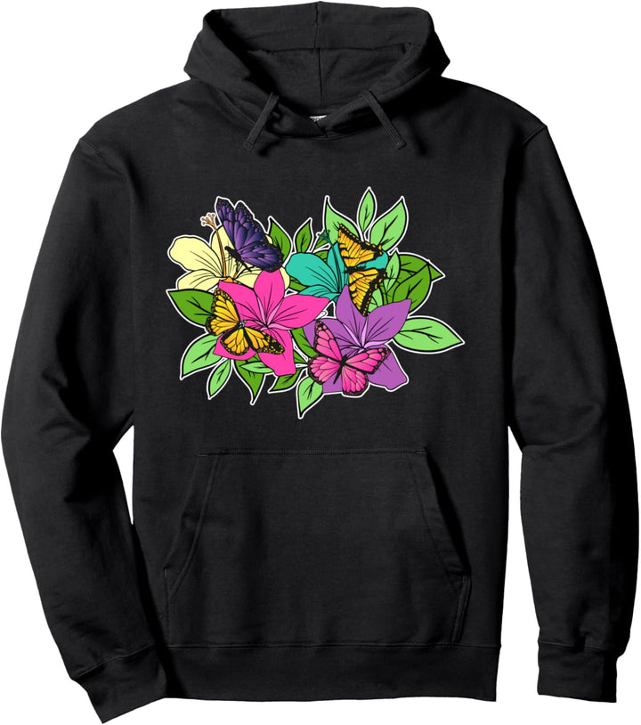 Farbenfrohe Gartenschmetterlinge Pflanzen Gartenarbeit Natur Pullover Hoodie