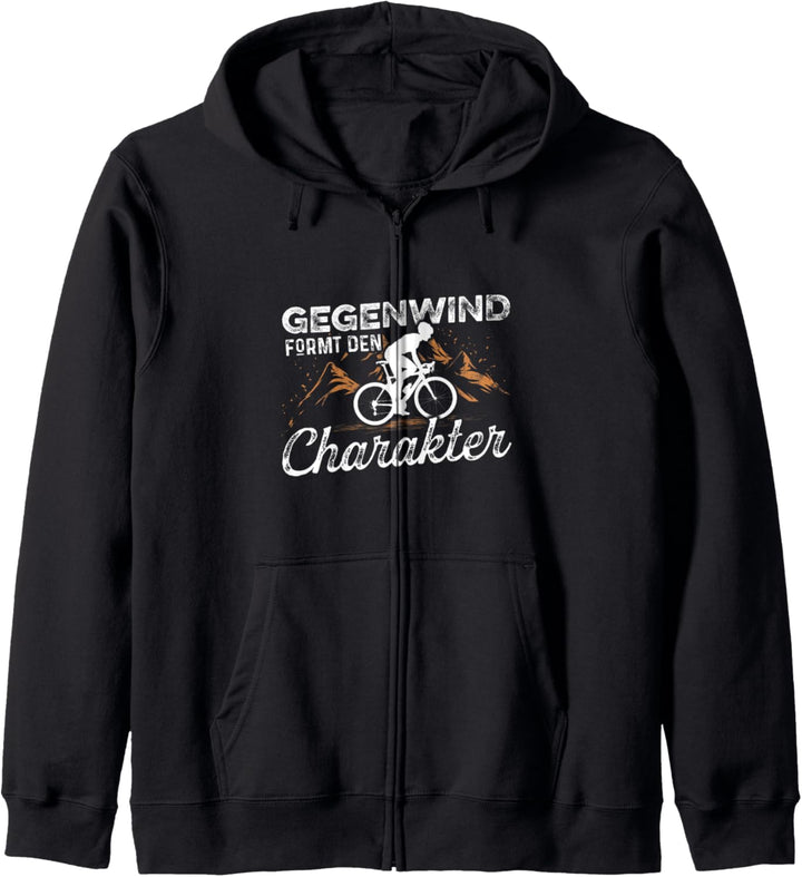 Gegenwind Formt Den Charakter Rennradfahrer Fahrrad Radsport Kapuzenjacke