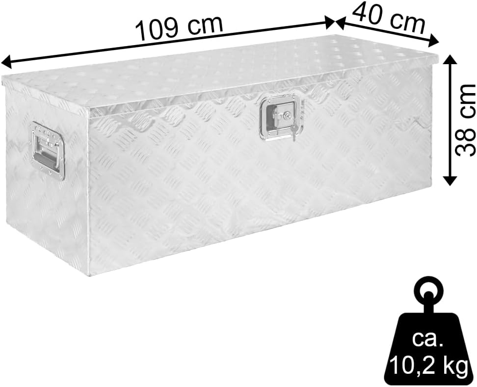 Trucky Truckbox, Deichselbox Aluminium, Anhängerbox 15 Grössen, Werkzeugkiste mit Schloss und Schlüs