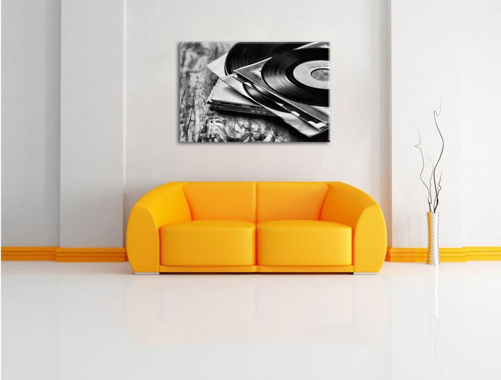 Pixxprint Monocrome, Mixtape, Schallplatte, DJ, Format: 100x70 auf Leinwand, 100x70