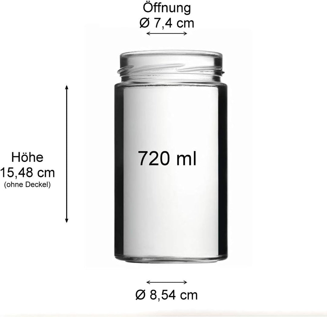 mikken 8 x Einmachglas 700 ml Vorratsglas mit Schraubverschluss PVC frei inkl. Trichter