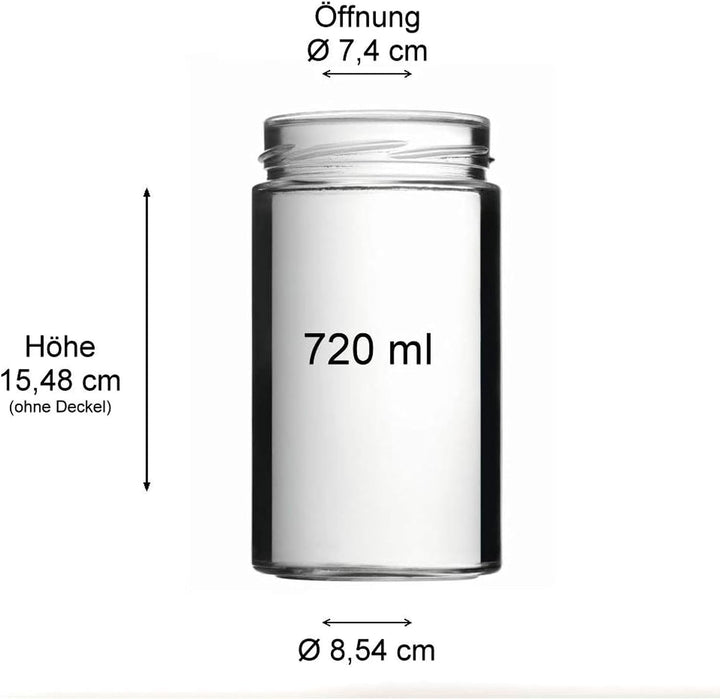 mikken 8 x Einmachglas 700 ml Vorratsglas mit Schraubverschluss PVC frei inkl. Trichter