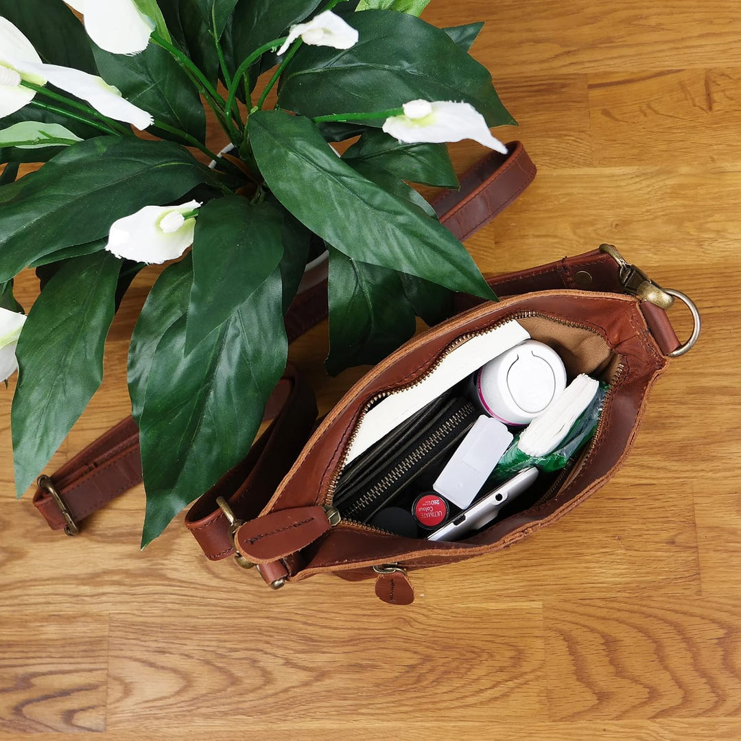 LECONI kleine Umhängetasche Damen Schultertasche Handtasche Freizeittasche Damentasche Ledertasche v