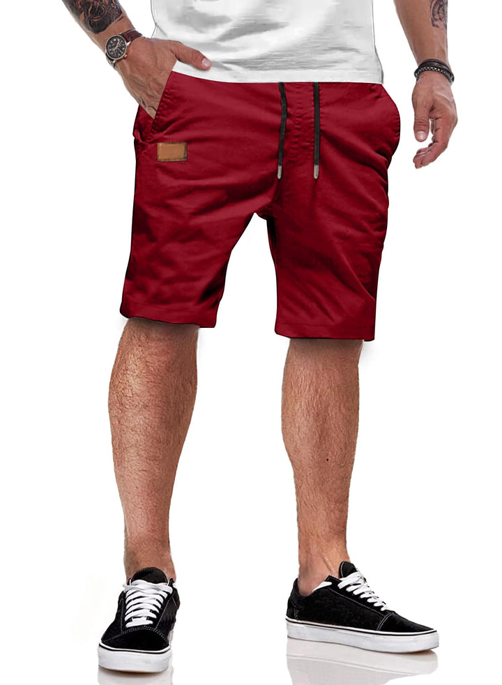 JMIERR Kurze Hosen Herren Shorts Herren Sommer Chino Baumwolle Elastische Taille mit Taschen S Rot,