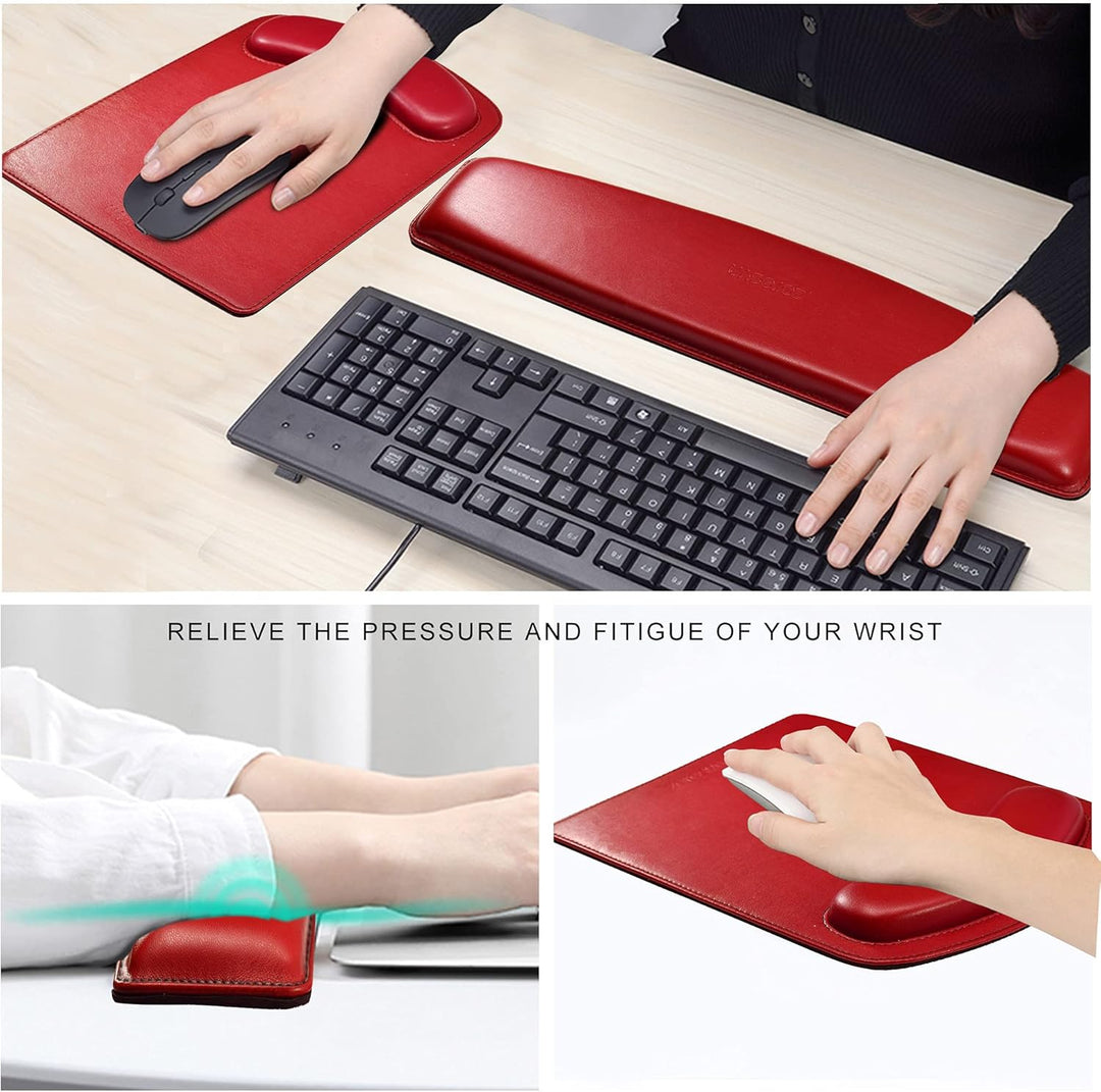 ZORESYN PU Leder Handgelenkauflage, Handballenauflage Mouse Tastatur Handgelenkstütze Set, Anti-Ruts