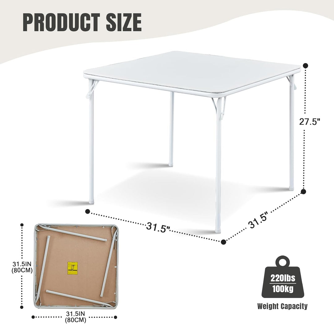 Quadratischer Klapptisch, tragbarer, robuster Kartentisch mit Vinylplatte, für drinnen und draussen,