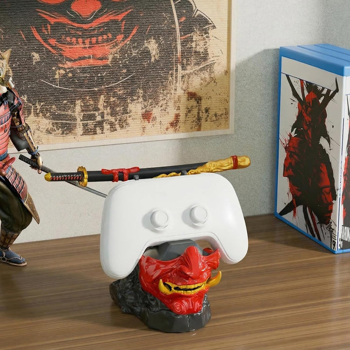 NiHome Samurai-Masken Controller Halter für PS5 Xbox Switch &amp; Headsets – Handgefertigte Resin-Skulpt