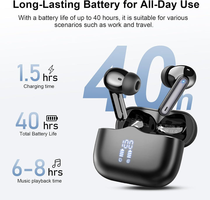 Bluetooth Kopfhörer, In Ear Kopfhörer Kabellos Bluetooth 5.4 mit 4 ENC Noise Cancelling Mics, 2026 K