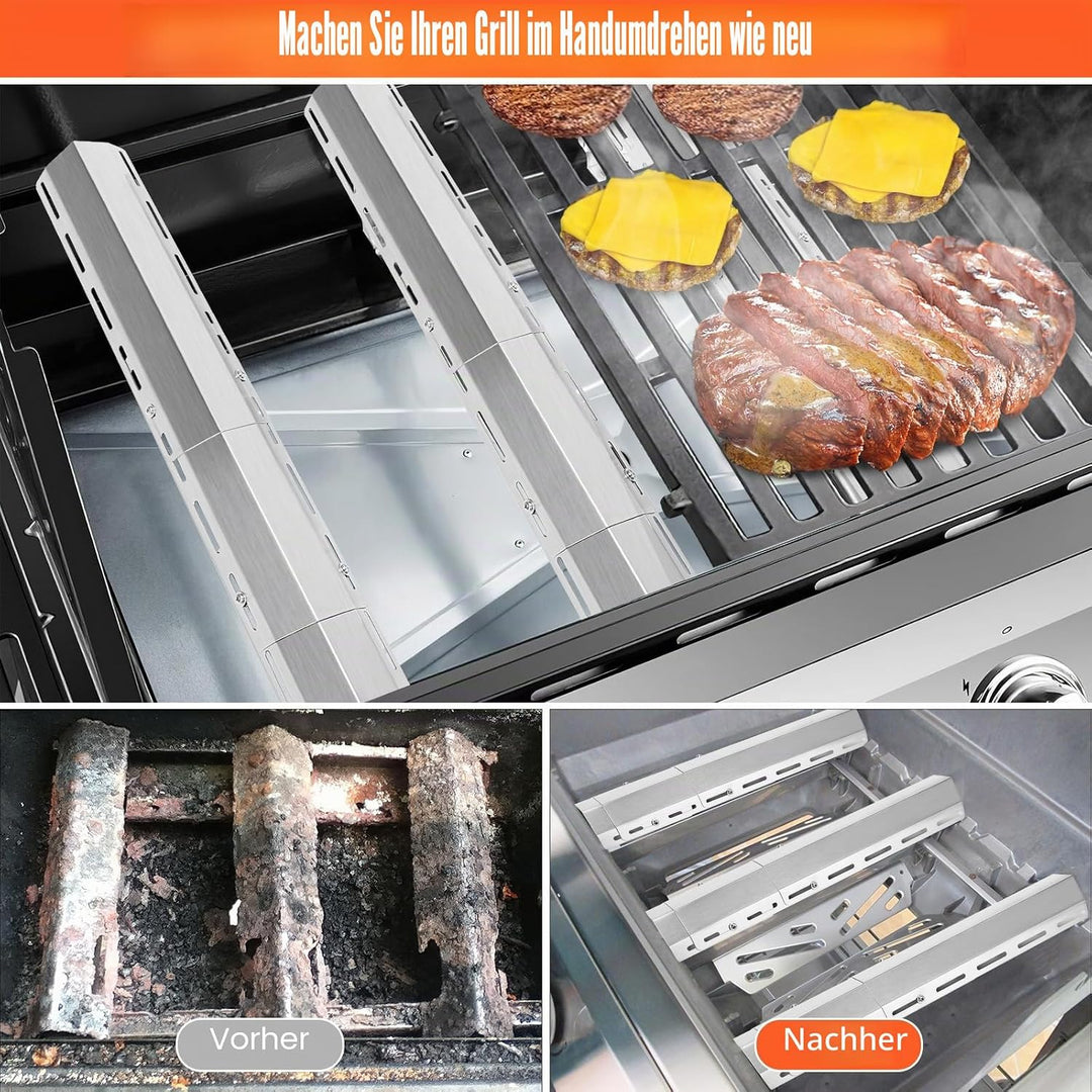 GFTIME 30-72cm Brennerabdeckung Universal Gas Grill Ersatz Edelstahl Heizplatte für Enders, Taino, P
