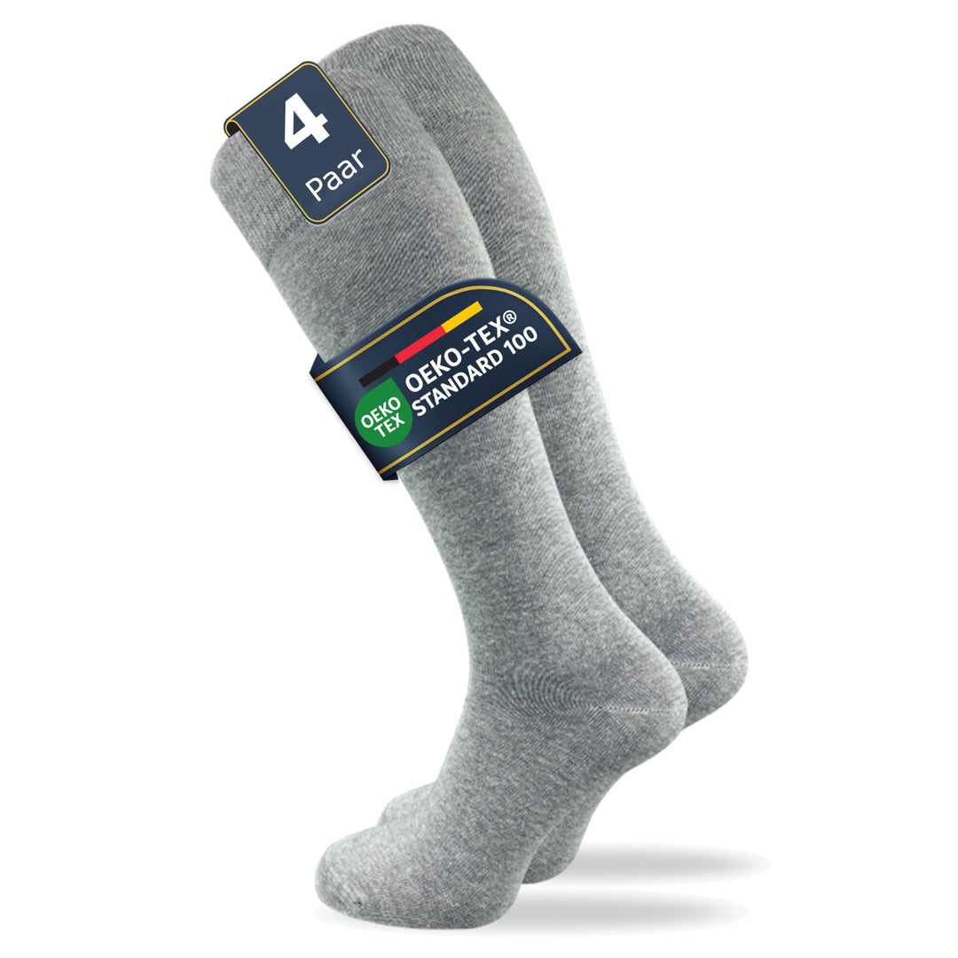 GAWILO Damen &amp; Herren Kniestrümpfe (4 Paar) lange Socken mit Komfortbund aus 80% Baumwolle | kein Ve