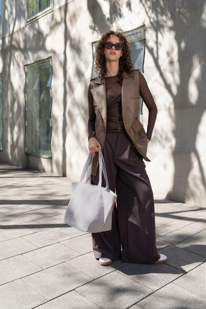 reisenthel shopper cord grey – Geräumige Shopping Bag und edle Handtasche in einem – Aus wasserabwei