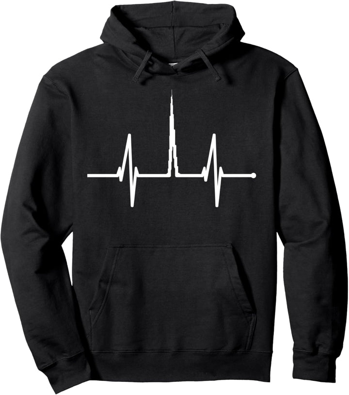 Dubai Skyline Herzschlag Burj Khalifa VAE Fan Arabisch Dubai Pullover Hoodie