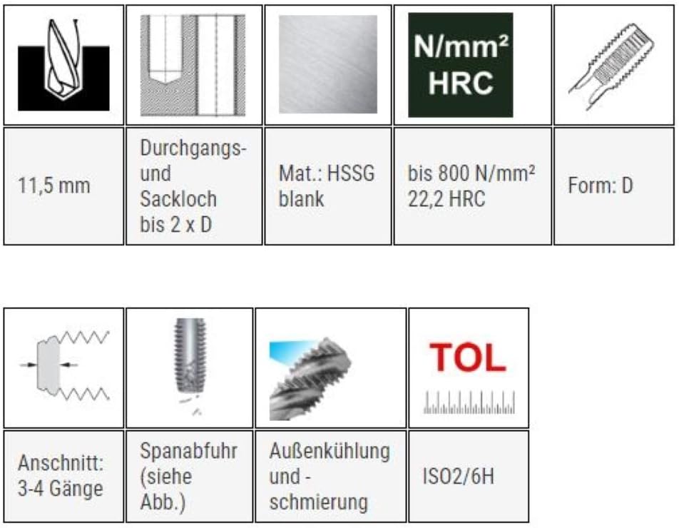 BAER HSSG Einschnittgewindebohrer Form D - MF 12 x 0,5 - Gewindeschneider - Gewindebohrer - Gewinde