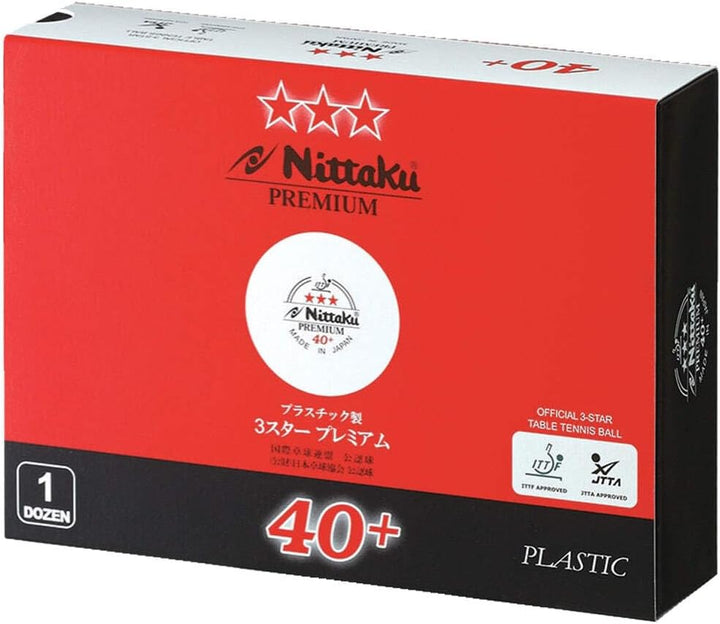 NITTAKU 3-Sterne Premium 40+ Tischtennisbälle (12er-Pack)