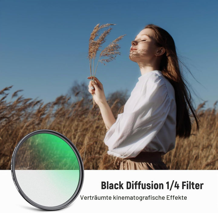 NEEWER 67mm Schwarz Diffusion 1/4 Filter Nebel Dreamy Soft Cinematic Effect Filter Ultra Slim Wasser