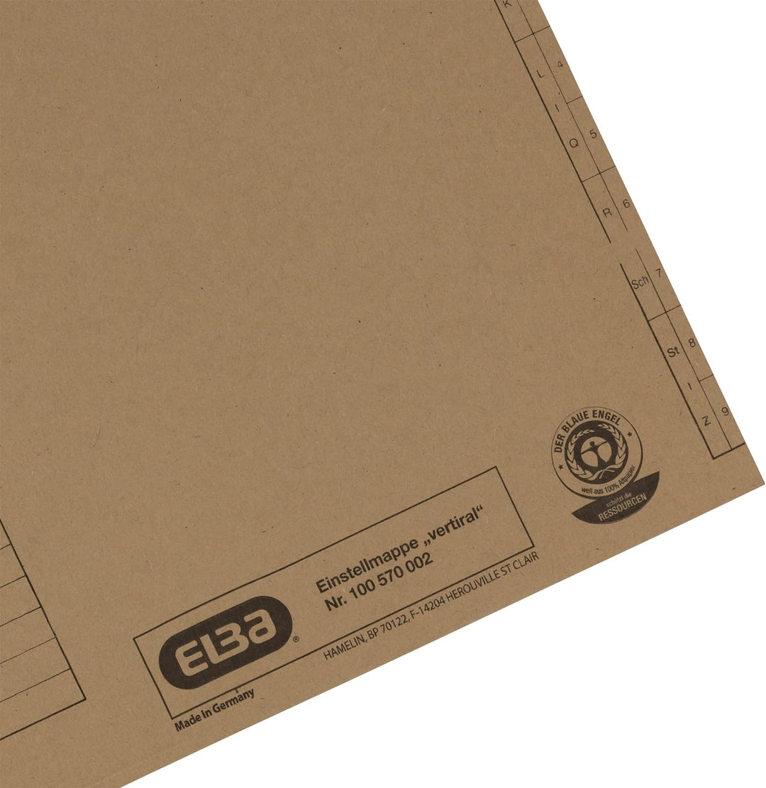 ELBA Einstellmappe, 100er Pack, Natronkarton, naturbraun