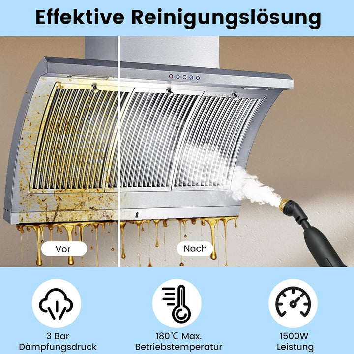 COSTWAY Dampfreiniger 1500W, Dampfdruck: 3 bar, Aufheizzeit: 15s, Temperatur: bis zu 180℃, Tank: 100