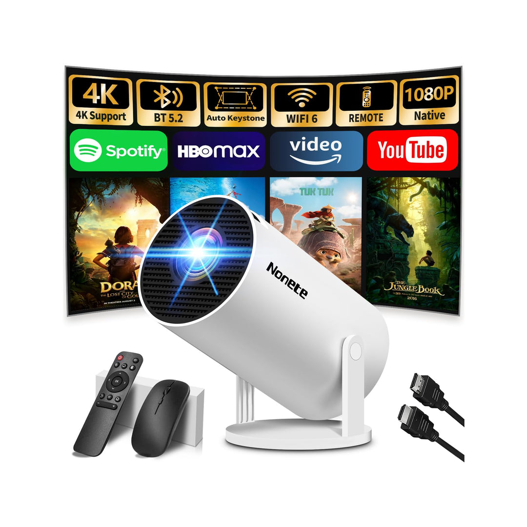 Beamer 4K Projektor Full HD 1080P【2026 Modell】 Mini Beamer mit WiFi 6 und Bluetooth 5.2, Android Tra