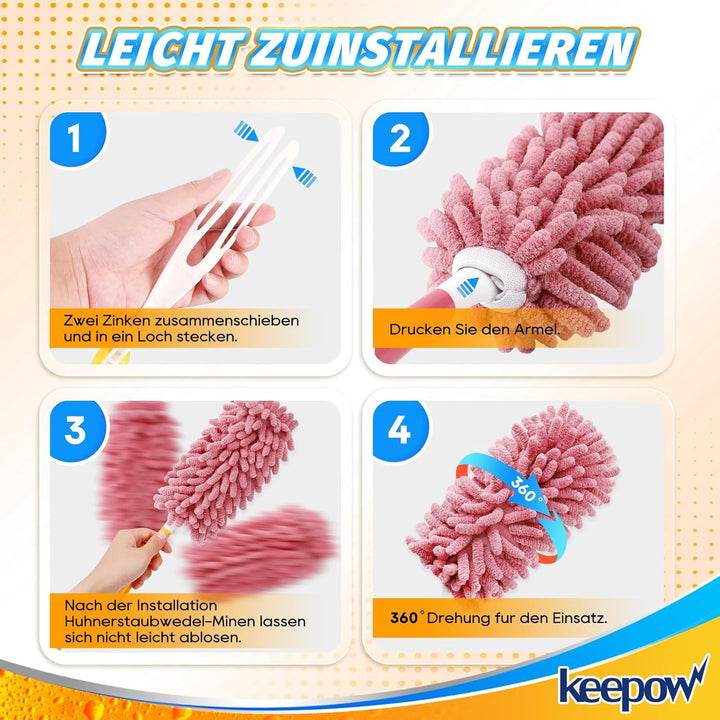KEEPOW Staubwedel Waschbar für Swiffer Staubmagnet Nachfüllpack, Superabsorbierende Mikrofaser Tüche
