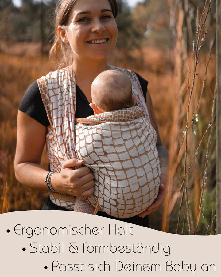 Hoppediz Baby-Tragetuch ab Geburt, Neugeboren bis Kleinkind, 100% kbA-Baumwolle (Bio), Grenada creme