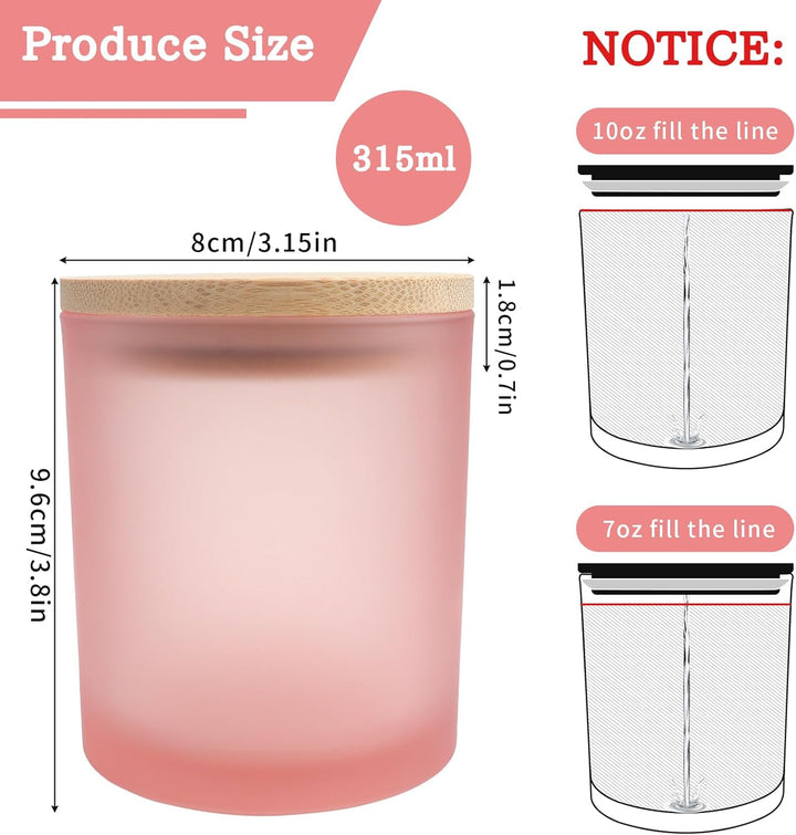 8 Pace Milchglas-Kerzengläser mit Bambusdeckel, leere Gläser (315 ml) für die Herstellung von Kerzen