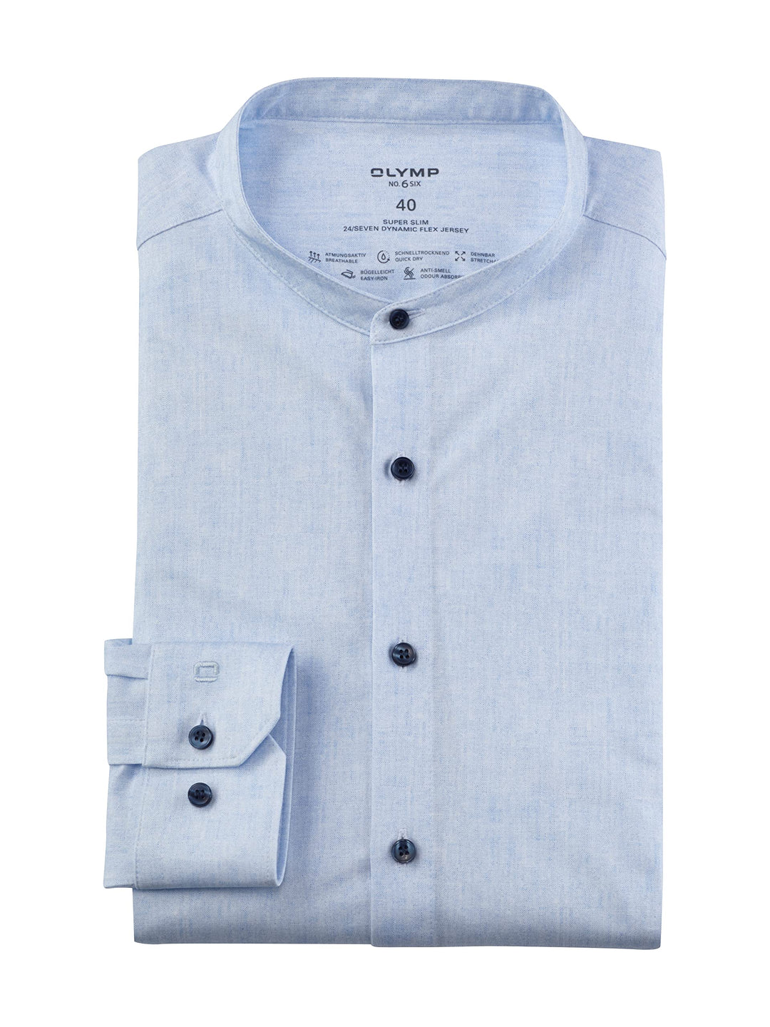 OLYMP Herren Businesshemd Langarm No. Six 24/Seven,super Slim,Stehkragen 40 Bleu 11, 40 Bleu 11