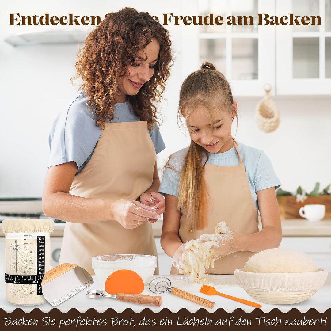 Gärkörbchen Für Sauerteig Starter Set, 25cm & 23cm Gärkorb Brot Brot Backen Mit Sauerteig Startergla