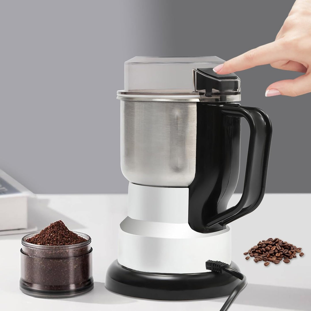Kaffeemühle Elektrisch 300W Kaffeemühle, 22000U/m Gewürzmühle Edelstahl mit Pinsel &amp; Löffel, 500ml K