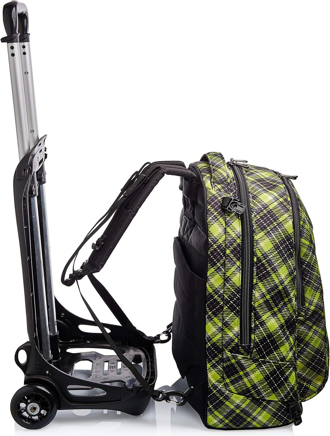 TROLLEY NEW TECH INVICTA TARTAN Rucksack mit Trolleyfunktion, 3 in 1, Schulranzen mit Rollen, Abnehm