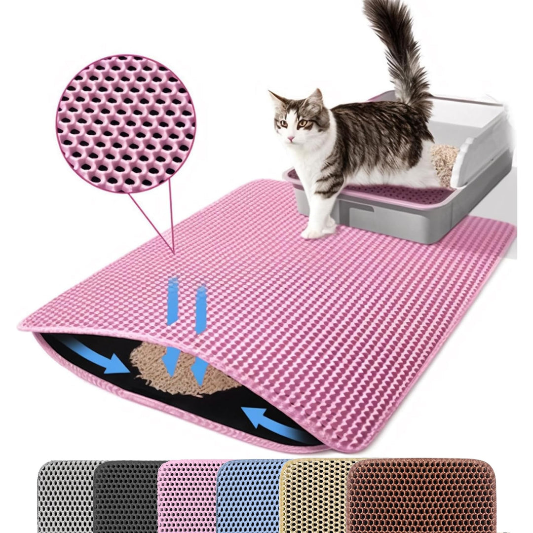 Katzenklo Matte, 75x55cm Grosser Doppelschichtiger Katzenklo Unterleger, wasserdichte Langlebige Ent