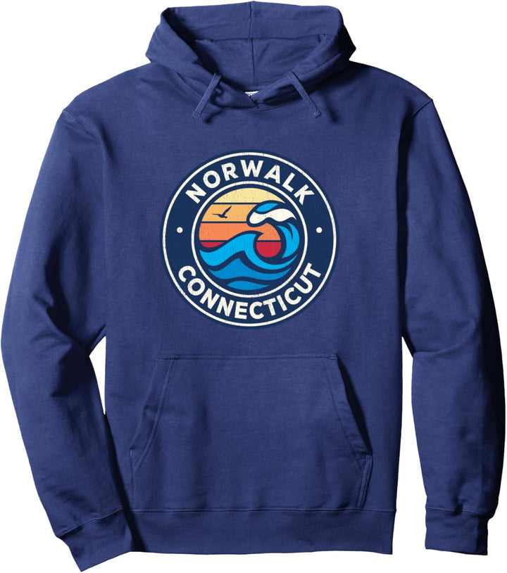 Norwalk Connecticut CT Vintage-Design mit nautischen Wellen Pullover Hoodie