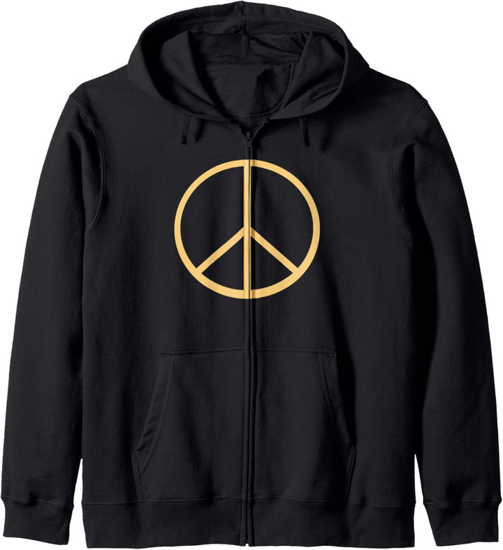 Beigebraunes Peace-Zeichen Kapuzenjacke