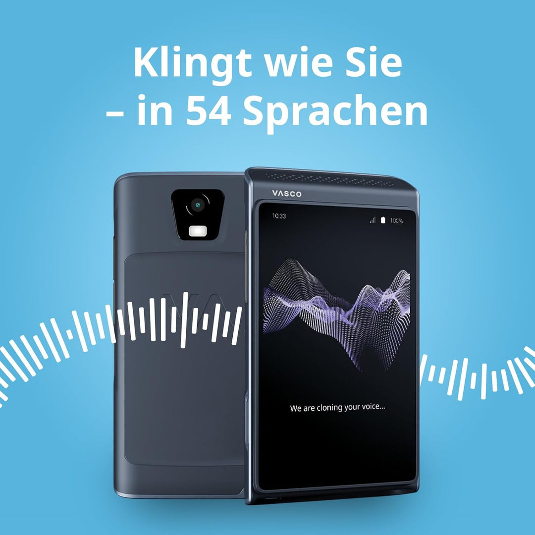 Vasco Translator Q1 | Sprachübersetzer | Sprachausgabe mit eigener Stimme (Voice Cloning) | Anruf Üb