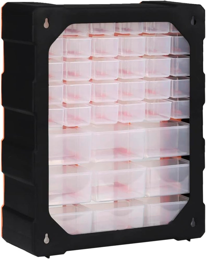 Myheimly Multi-Schubladen-Organizer mit 39 Schubladen 38x16x47 cm Orange und Schwarz 39 Schubladen,