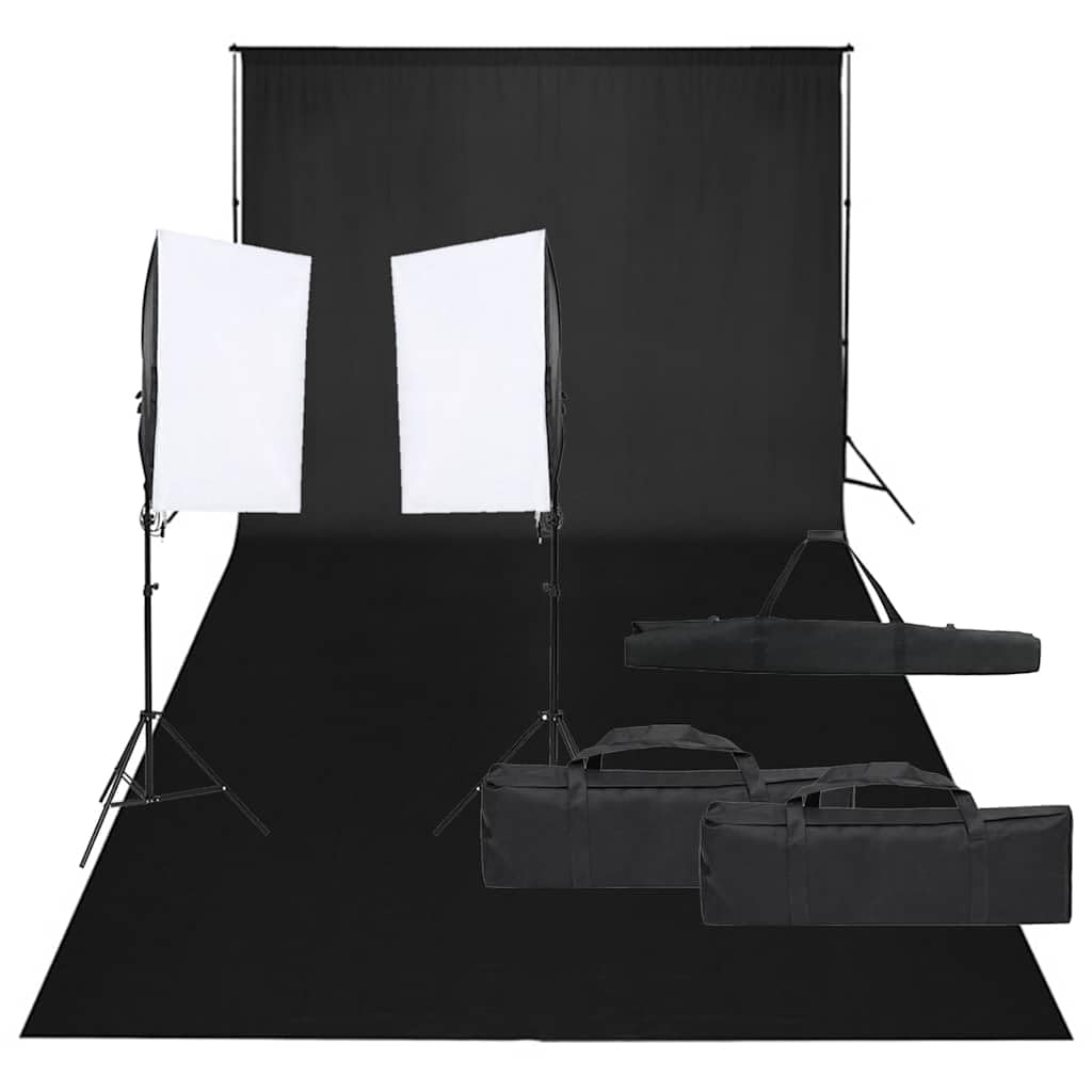 Mangloder Fotostudio-Set mit Beleuchtung und Hintergrund inklusive Softbox, Stative, Hintergrund, Tr