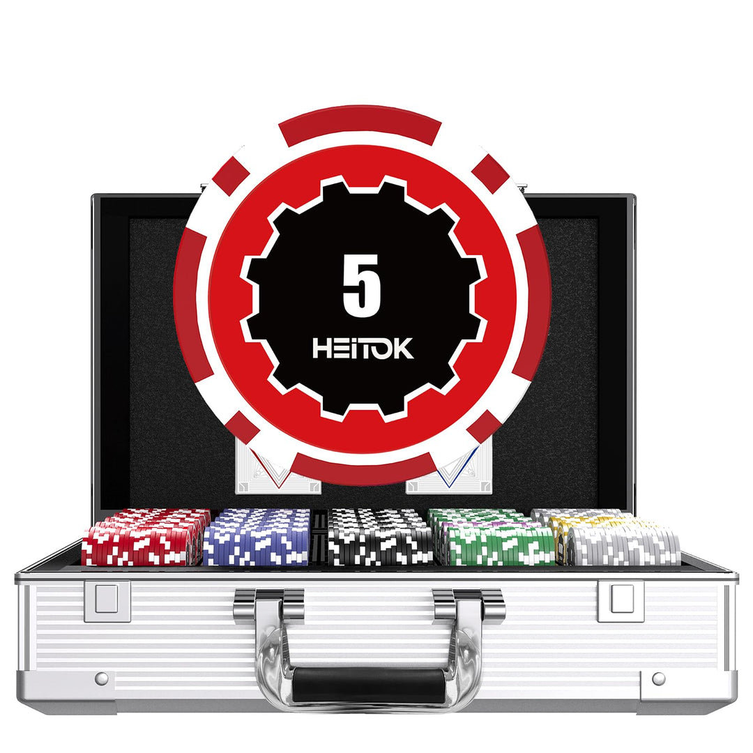 Pokerkoffer Set für Zuhause – 1000 Pokerchips (11,5g Eisenkern) inkl. Spielkarten &amp; vollständigem Zu