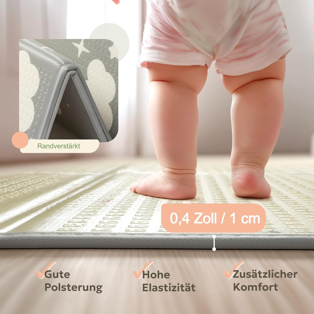 Mallify Krabbelmatte 120x120x1cm für Baby, Faltbar &amp; Schadstofffrei, Beidseitig Verwendbare Spielmat