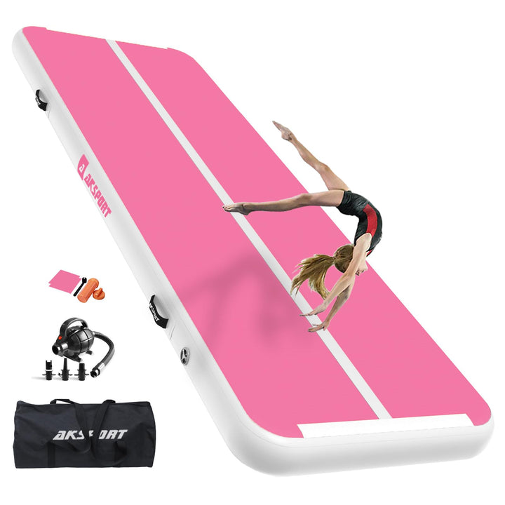 AKSPORT Air Matte Track Tumbling Matte,3/4/5/6m Aufblasbar Gymnastikmatte Turnmatte Tumbling Matten