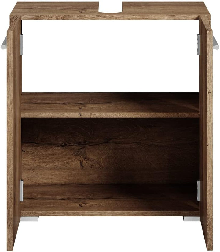 Badplaats Waschbeckenunterschrank Jupiter 60 x 30 cm Braun Eiche - Stehender Badezimmerschrank mit 2