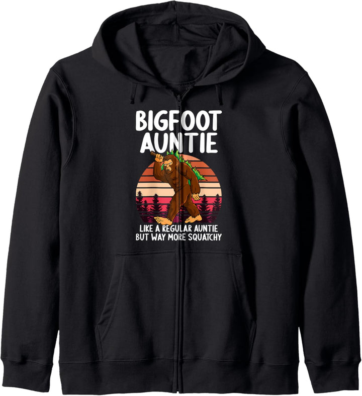 Bigfoot Auntie Squatchy Funny Retro Sunset Sasquatch Aunt Kapuzenjacke
