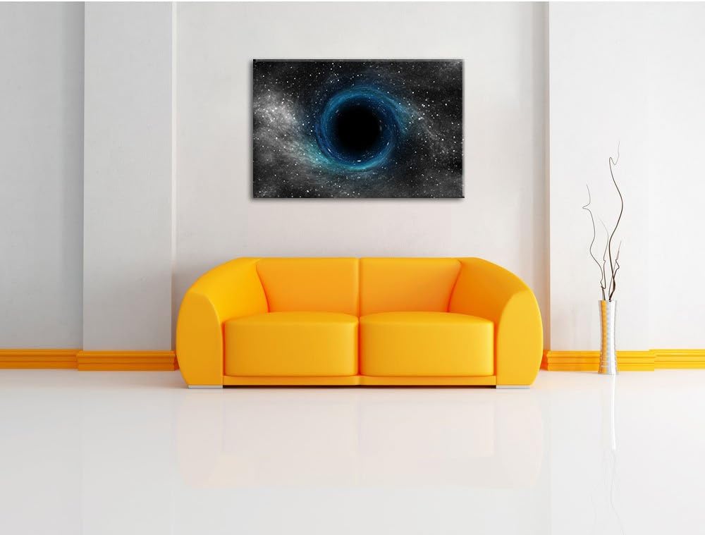 Pixxprint Schwarzes Loch im Weltall als Leinwandbild/Grösse: 100x70 cm/Wandbild/Kunstdruck/fertig be