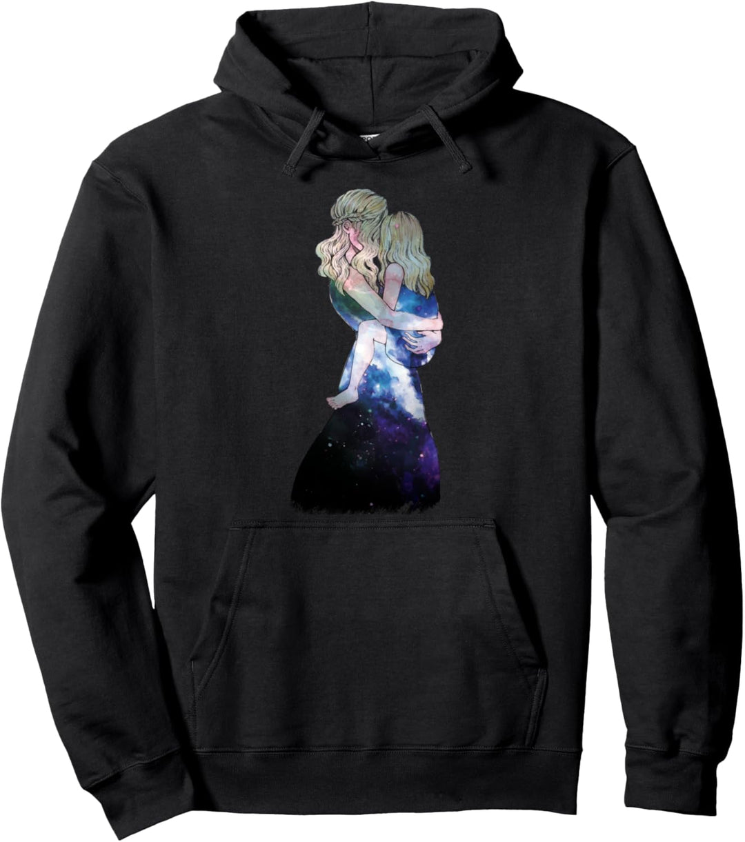 Mother and Daughter Outer Space Family handgezeichnet Pullover Hoodie