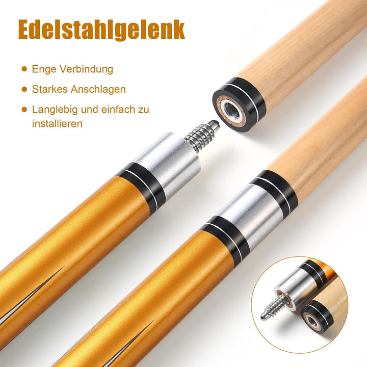 Pool Queue, 58 Zoll Billard Queue Hardwood Pool Cue 13mm Spitzen für Professionelle Billardspieler,