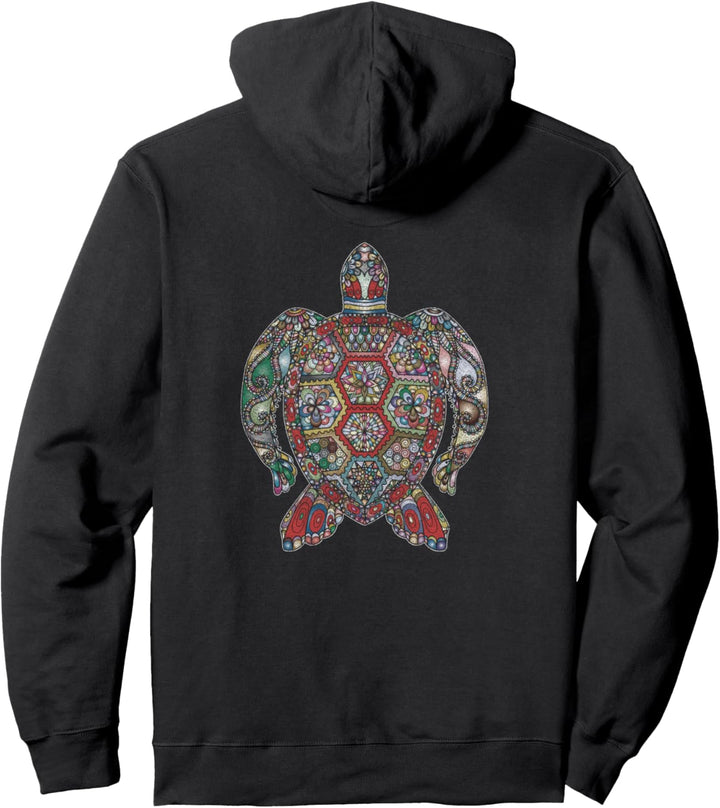 Tribal Turtle Spirit Animal distressed color Pullover Hoodie