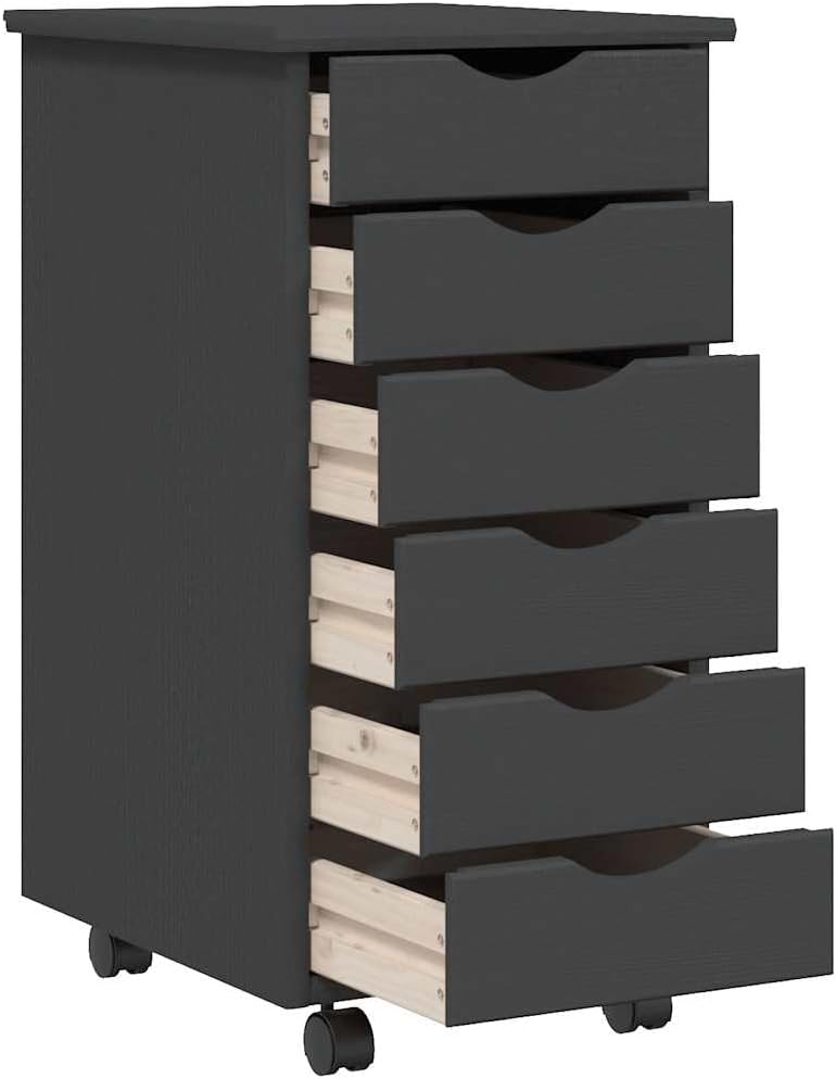 vidaXL Rollschrank, Rollcontainer mit 6 Schubladen, Kommode Schubladenschrank mit Rollen, Büroschran