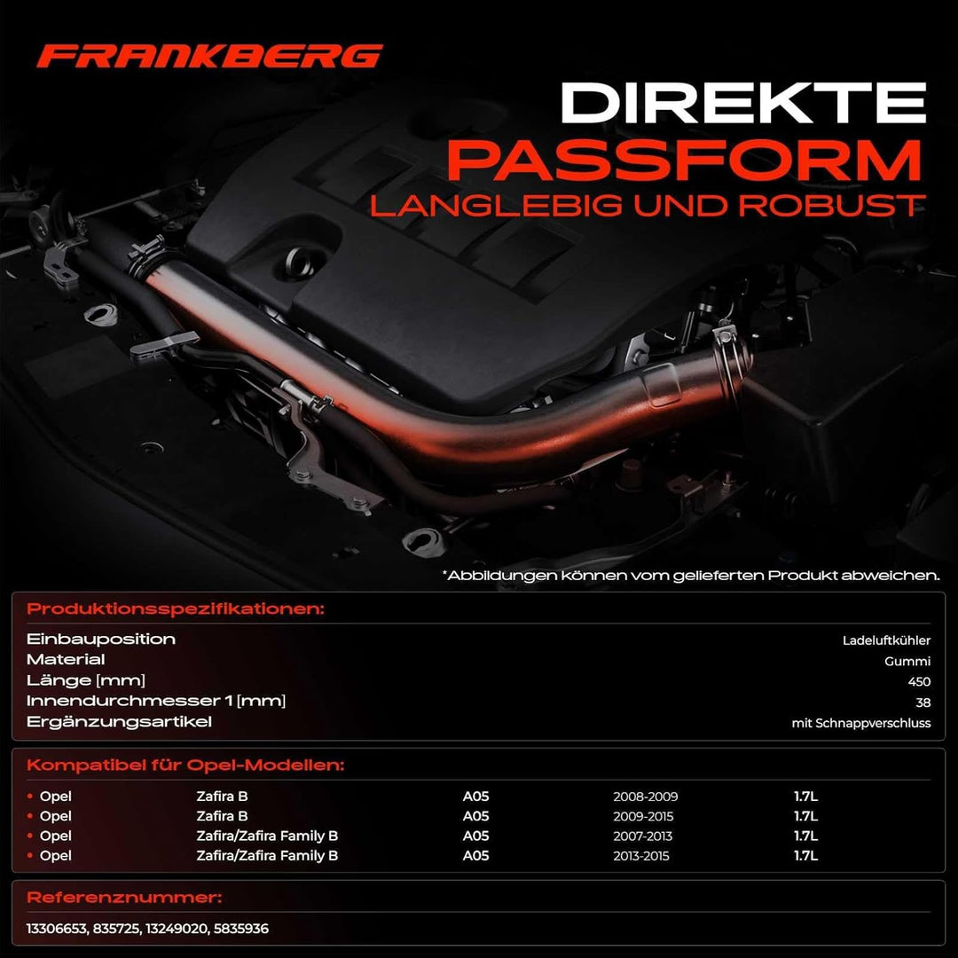 Ladeluftschlauch Turboschlauch mit Halteklammer für Zafira A05 1.7 CDTi Diesel 2008-2015 13249020